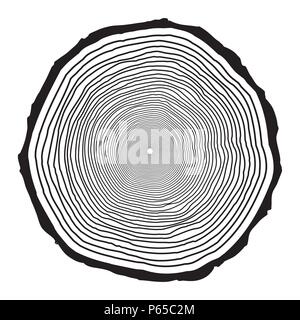 tree trunk rings design isolated on white background Stock Vector