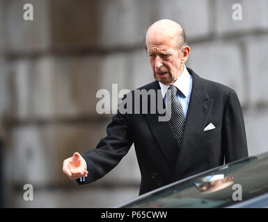 The Duke of Kent arrives for a service to mark the 200th anniversary of the Most Distinguished Order of St Michael and St George at St. Paul's Cathedral in London. Stock Photo