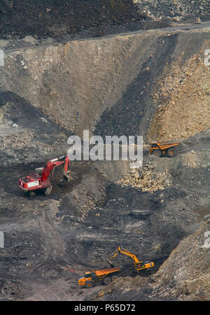 Plant machinery working on brownfield site, UK, aerial view Stock Photo