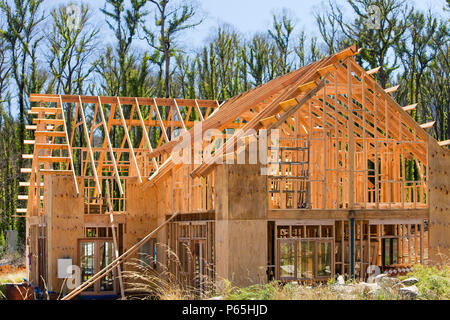 Rebuilding houses at Kinglake which was one of the worst affected communities of the catastrophic 2009 Australian Bush Fires in the state of Victoria. Stock Photo