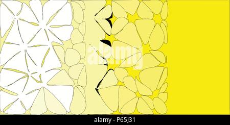 White yellow stylized floral vector grunge background with simplified flowers and blobs. Stock Vector
