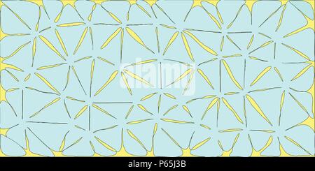 Light blue yellow stylized floral vector grunge background with simplified flowers and blobs. Stock Vector