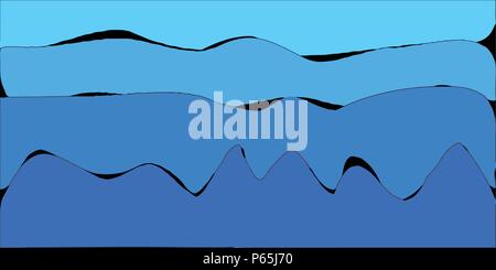Blue wavy stylized vector background resembling ocean, or sea waves. Stock Vector