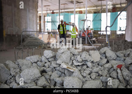 Rubble at demolition of former stock exchange, London, UK Stock Photo