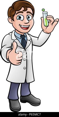 Cartoon Scientist Holding Test Tube Stock Vector