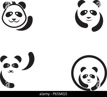 Premium Vector  Vector black and white template funny panda silhouette of  illustration for newborn and nursery design