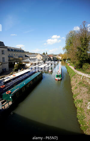 bath narrowboats at sydney wharf on the Kennet and Avon Canal Bath England UK Stock Photo