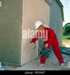 Pebble dash applied on a suburban housing estate Stock Photo