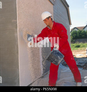 Pebble dash applied on a suburban housing estate Stock Photo
