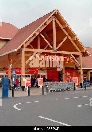 Entrance of Sainsbury supermarket, England, UK Stock Photo
