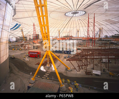 Interior construction of the Millennium Dome, Greenwich, London, UK Stock Photo