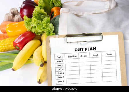 DIET PLAN healthy eating, dieting, slimming and weigh loss concept Stock Photo