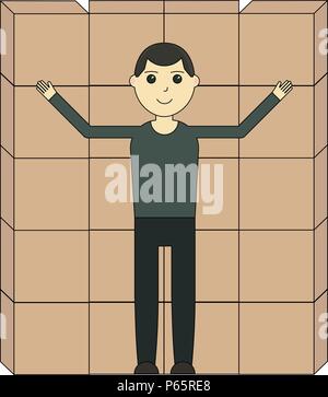 Unloading of goods. Cartoon character isolated on white background Stock Vector