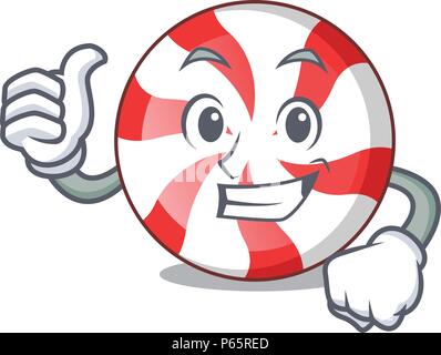 Thumbs up peppermint candy character cartoon Stock Vector