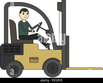Forklift truck. Fork loader isolated on white background Stock Vector
