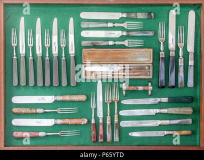 Private collection of attractive antique knives and forks Stock Photo