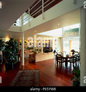 View of a dining table in an opulent living room Stock Photo