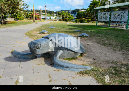 Sea turtle sculptures on the Victoria Parade foreshore, Thursday Island, Torres Strait Islands, Far North Queensland, FNQ, QLD, Australia Stock Photo