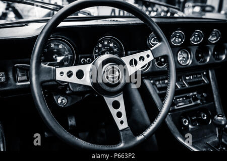 Interior of a grand touring car Jensen Interceptor MkII, 1971. Stock Photo