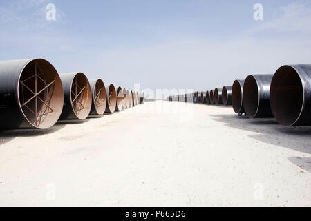 Workers at Hyojong Pipe factory, Doha. Stock Photo
