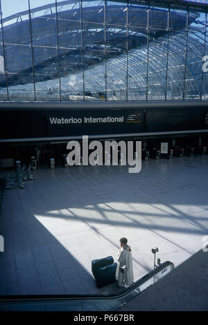 Concourse of Waterloo International  Eurostar Terminal. London, United Kingdom. Designed by Nicholas Grimshaw and Partners. Stock Photo