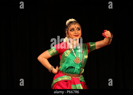 bharathya natyam is one of the classical dance forms of india from the state tamil nadu.it is popular not only in india but the whole world Stock Photo