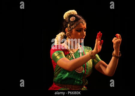 bharathya natyam is one of the classical dance forms of india from the state tamil nadu.it is popular not only in india but the whole world Stock Photo