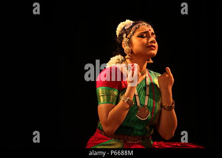 bharathya natyam is one of the classical dance forms of india from the state tamil nadu.it is popular not only in india but the whole world Stock Photo