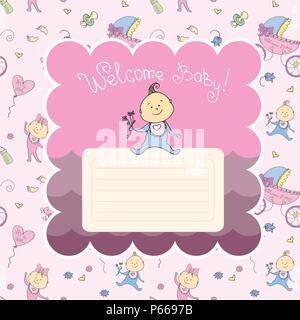 Baby boy announcement card.Stock vector illustration Stock Vector