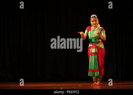 bharathya natyam is one of the classical dance forms of india from the state tamil nadu.it is popular not only in india but the whole world Stock Photo