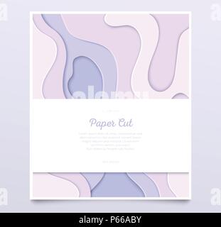 Abstract purple layout - vector paper cut banner Stock Vector