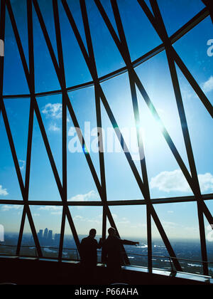 30 St Mary Axe, or the Gherkin, interior view at the top of the tower Stock Photo