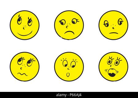 Set smiles crazy emotions isolated on white background Stock Vector