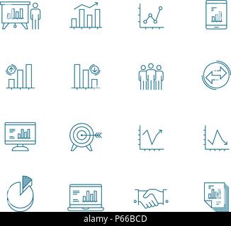 Business Line Icons Set Stock Vector