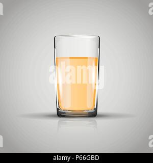 Fresh orange juice in a glass on a gray background, vector illustration, isolate Stock Vector