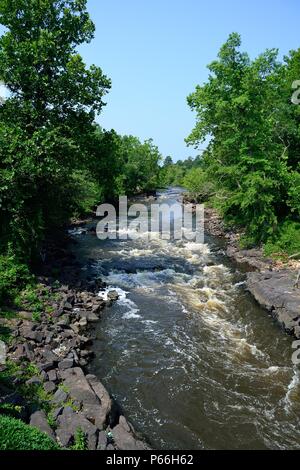 Rapids in Appomattox River, tributary of the James River,  part of the Chesapeake Bay watershed at historic Petersburg, Virginia USA Stock Photo