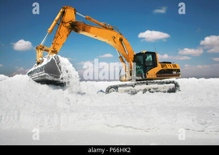 Dumper Truck working in salt hill in the Salar de Atacama Stock Photo