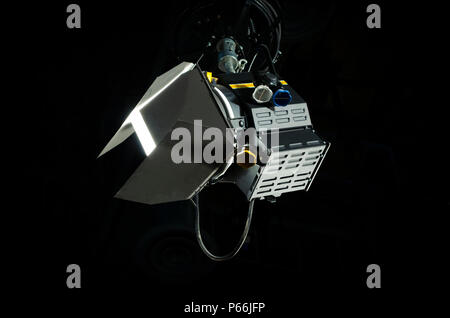 broadcast tv and cinema spot lights on black studio Stock Photo