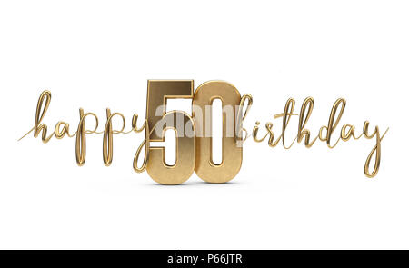 Happy 50th birthday gold greeting background. 3D Rendering Stock Photo ...