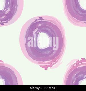 Painting seamless pattern with watercolor circles. Pink and violet color. Vector illustration Stock Vector
