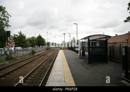 General view of the platform and waiting shelter at Colwall station ...