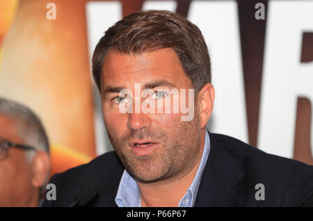 Promoter Eddie Hearn during the press conference at Arena Birmingham. PRESS ASSOCIATION Photo. Picture date: Thursday June 28, 2018. See PA story BOXING Khan. Photo credit should read: Simon Cooper/PA Wire Stock Photo