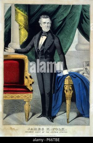 James K. Polk, President of the United States, Published by N. Currier, 1844. Stock Photo