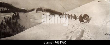 Serbian forces cross through Rumania in mid-winter, during world war one, 1916 Stock Photo