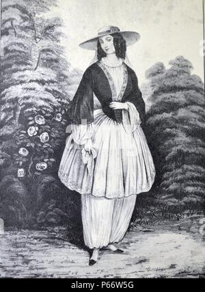 Currier & Ives Illustration 19th Century. The Bloomer Costume Stock Photo