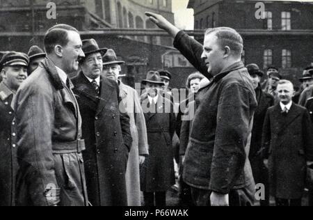 Adolf Hitler 1889-1945. German politician greets German labourers Stock Photo