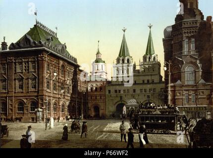 The Gate of Notre Dame d'Iberia, Moscow, Russia, between ca. 1890 and ca. 1900. Stock Photo