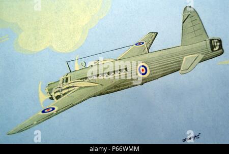 World War Two: French postcard depicting a French Wellington III Bomber aircraft. Stock Photo