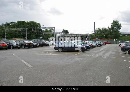 Car parking facilities at Lichfield Trent Valley station, Staffordshire. 2007 Stock Photo