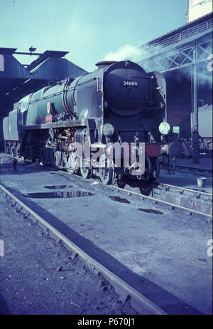 Bulleid West Country class pacific Bodmin leaving Roply station on the ...